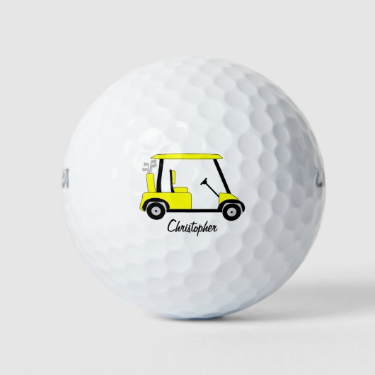 Yellow Golf Buggy Design Golfballen (Voorkant)