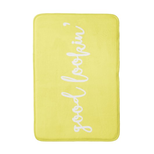 Yellow Good Lookin' Calligraphy Script Bath Mat (Voorkant Verticaal)
