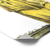 Yellow Gown French Lady Regency Mode Tekening Poster (Hoek)