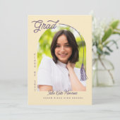 Yellow Grad Announcement and Invitation with Photo Kaart (Staand voorkant)