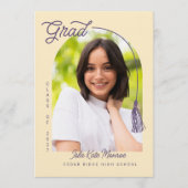 Yellow Grad Announcement and Invitation with Photo Kaart (Voorkant)