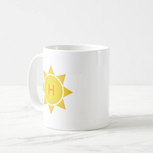 Yellow Gradient Sun with Single Letter Monogram Koffiemok (Voorkant links)