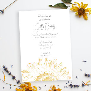 Yellow Graphic Sunflower Birthday Party Kaart