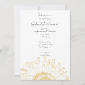 Yellow Graphic Sunflower Sweet 16 Party Kaart (Voorkant)