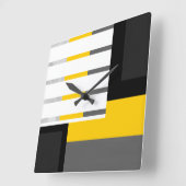 Yellow Gray Black and White Striped Block Vierkante Klok (Hoek)