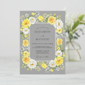 Yellow Gray Cheerful Summer Wedding Kaart (Staand voorkant)
