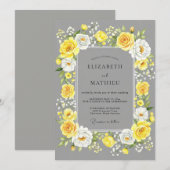 Yellow Gray Cheerful Summer Wedding Kaart (Voorkant / Achterkant)