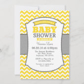 Yellow Gray Chevron Baby shower uitnodiging (Voorkant)