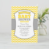 Yellow Gray Chevron Baby shower uitnodiging (Staand voorkant)