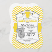 Yellow Gray Chevron Baby shower uitnodiging (Voorkant / Achterkant)