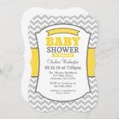 Yellow Gray Chevron Baby shower uitnodiging (Voorkant / Achterkant)