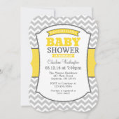 Yellow Gray Chevron Baby shower uitnodiging (Voorkant)
