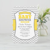 Yellow Gray Chevron Baby shower uitnodiging (Staand voorkant)
