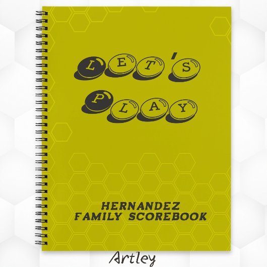 Yellow Gray Family Name Board Game Scorebook Notitieboek