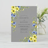 Yellow Gray Vibrant Meadow Wedding Kaart (Staand voorkant)
