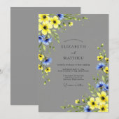 Yellow Gray Vibrant Meadow Wedding Kaart (Voorkant / Achterkant)