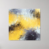 Yellow Gray White Abstract Brushstrokes Canvas Afdruk (Voorkant)