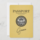 Yellow Greece Passport Save the Date Kaart (Voorkant)