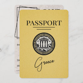 Yellow Greece Passport Save the Date Kaart