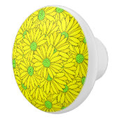 Yellow & Green Abstract Daisy Pattern Keramische Knop (Rechts)