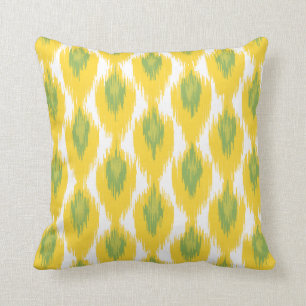 Yellow Green Abstract Tribal Ikat Diamond Pattern Kussen