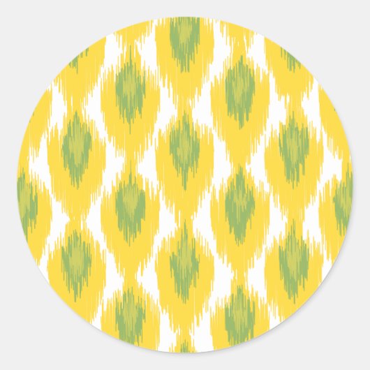 Yellow Green Abstract Tribal Ikat Diamond Pattern Ronde Sticker (Voorkant)