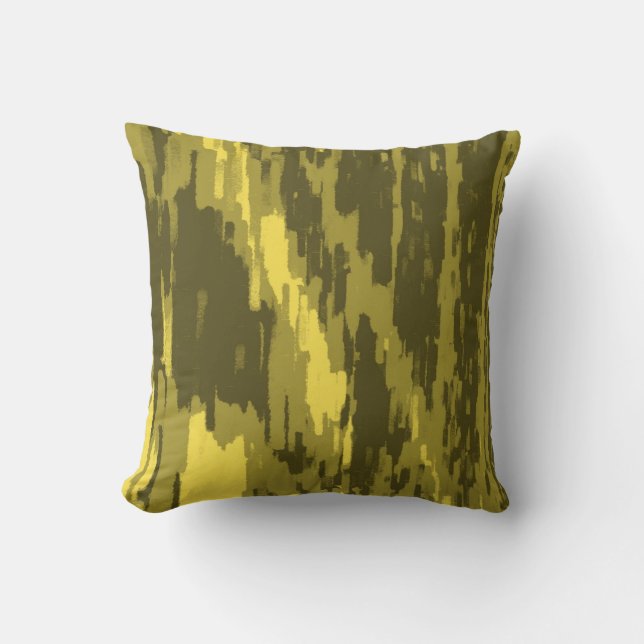 Yellow Green Abstract Wave Retro Pillow Kussen (Voorkant)