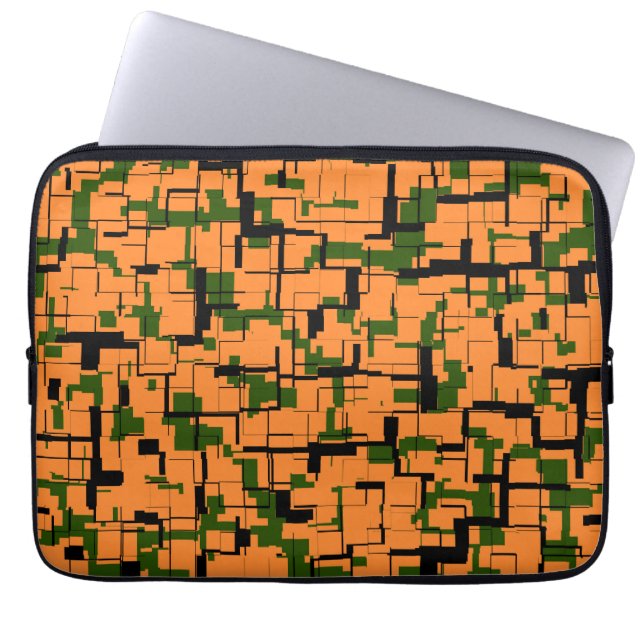 Yellow Green Black Digital Camo Pattern Laptop Sleeve (Voorkant)