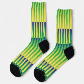 Yellow Green Blue Striped Pattern Sokken (Links)