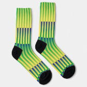 Yellow Green Blue Striped Pattern Sokken (Rechts)