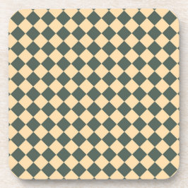 Yellow Green Checker Diamond Pattern Bier Onderzetter