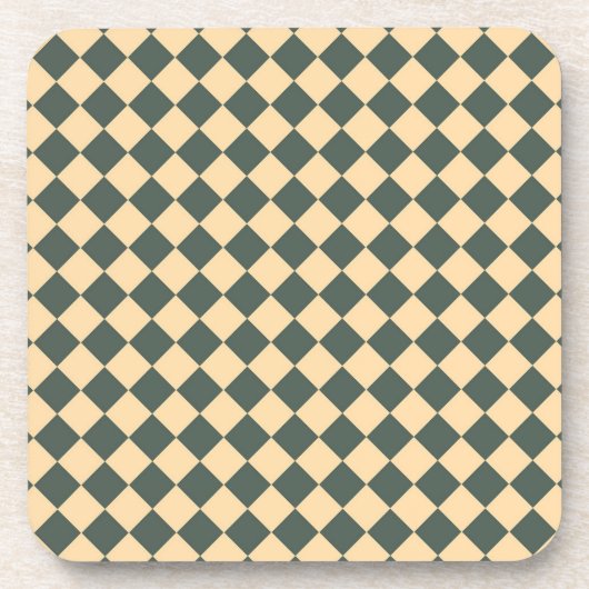 Yellow Green Checker Diamond Pattern Bier Onderzetter (Voorkant)