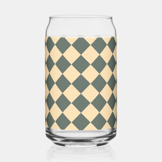 Yellow Green Checker Diamond Pattern Blikvorm Glas (Voorkant)