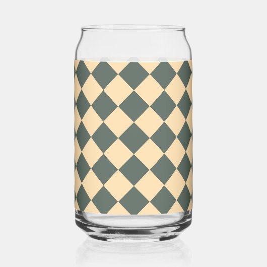 Yellow Green Checker Diamond Pattern Blikvorm Glas (Achterkant)