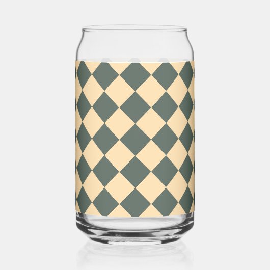 Yellow Green Checker Diamond Pattern Blikvorm Glas (Links)