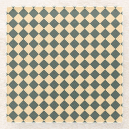 Yellow Green Checker Diamond Pattern Glazen Onderzetter