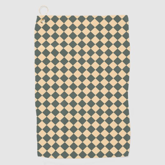 Yellow Green Checker Diamond Pattern Golfhanddoek (Voorkant)