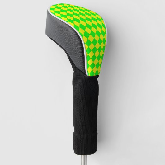 Yellow Green Checker Diamond Pattern Golfheadcover (Schuin)