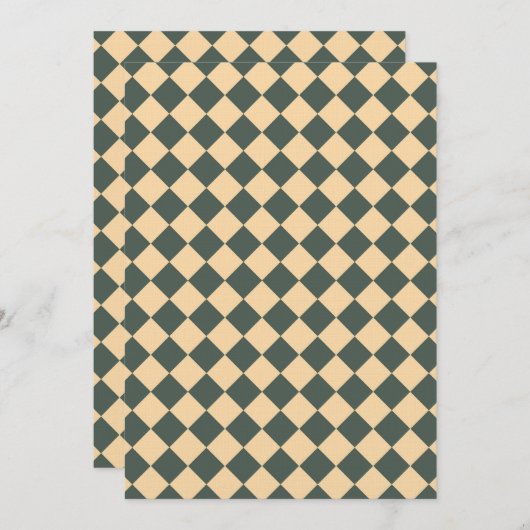 Yellow Green Checker Diamond Pattern Kaart (Voorkant / Achterkant)