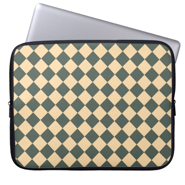 Yellow Green Checker Diamond Pattern Laptop Sleeve (Voorkant)