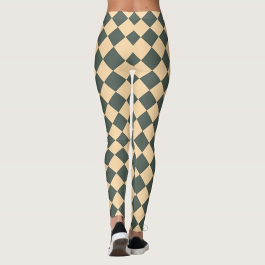 Yellow Green Checker Diamond Pattern Leggings (Achterkant)