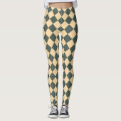 Yellow Green Checker Diamond Pattern Leggings (Voorkant)