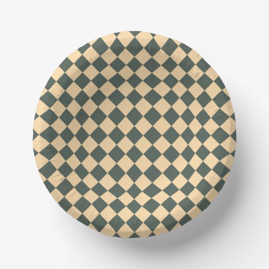 Yellow Green Checker Diamond Pattern Papieren Kommen (Voorkant)