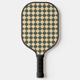 Yellow Green Checker Diamond Pattern Pickleball Paddle