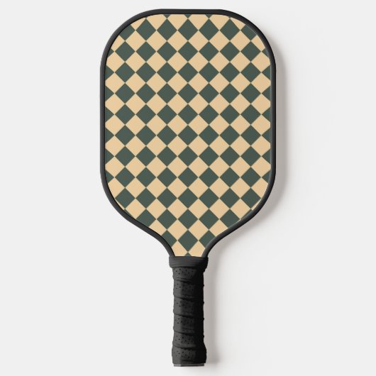 Yellow Green Checker Diamond Pattern Pickleball Paddle (Voorkant)
