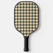 Yellow Green Checker Diamond Pattern Pickleball Paddle (Achterkant)