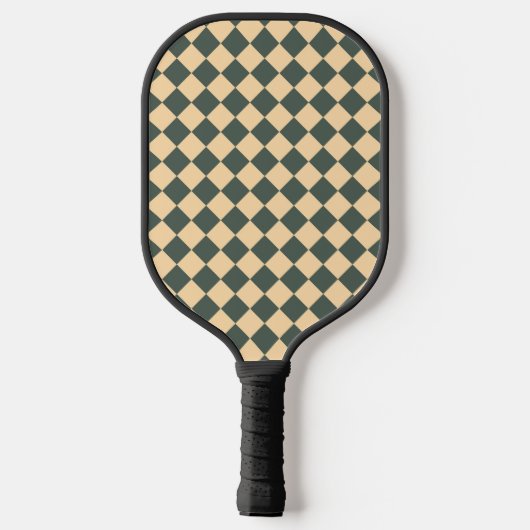 Yellow Green Checker Diamond Pattern Pickleball Paddle (Achterkant)