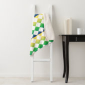 Yellow Green Checker Diamond Pattern Sherpa Deken (In situ)