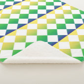 Yellow Green Checker Diamond Pattern Sherpa Deken (3/4)
