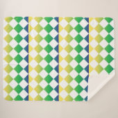 Yellow Green Checker Diamond Pattern Sherpa Deken (Voorkant (horizontaal))